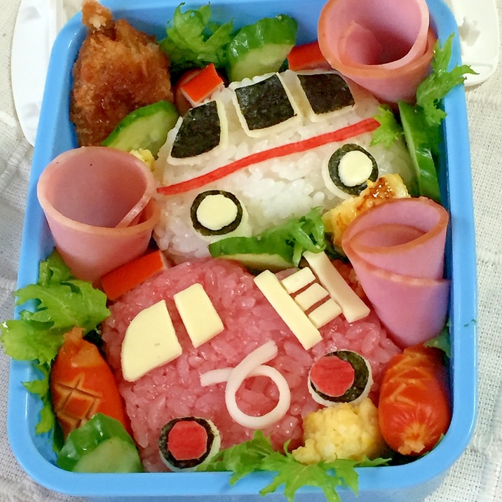 キャラ弁☆車好き男子に♫簡単！救急車と消防車